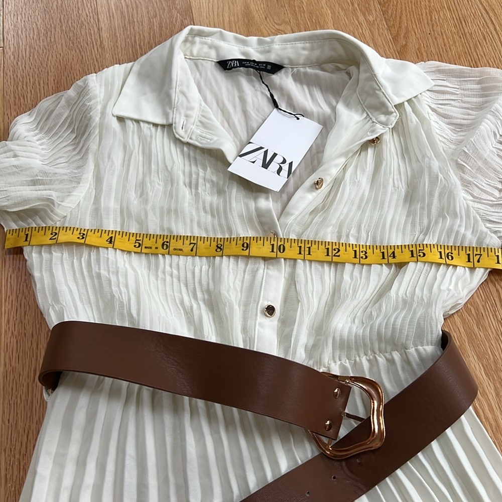 New! Zara medium every pleated midi dress with belt. - Picture 11 of 14